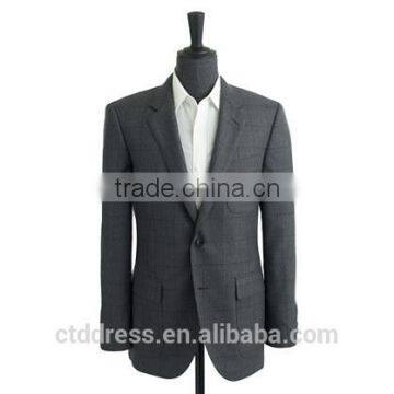 2014 Top Quality 100% wool Smoke Grey Plaid men suits made in china