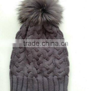 beanie hat with raccoon fur pom pom hats wholesale