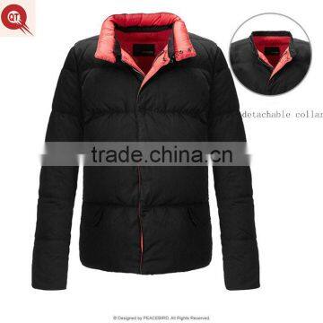 2016 lasted design detachable stand collar pure color mens short down jacket