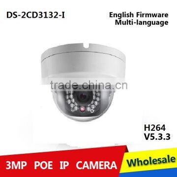 2015 New Original DS-2CD3132-I Network Mini Dome IP Camera Outdoor 30M IR 3MP 1080P Security Camera HD POE