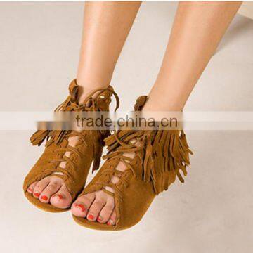 Japanese retro fringed Department octopus mouth with flat sandals