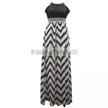 New Summer Wave Stripe Dress Waist Halter Dress photo-3