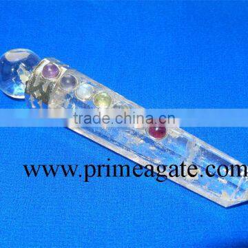 Crystal Quartz Chakra Healing Stick From Prime Agate Exports | Seven Chakra Crystal Healing Stick for Metaphysical healing
