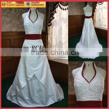 Popular white and red organza wedding dress with bead