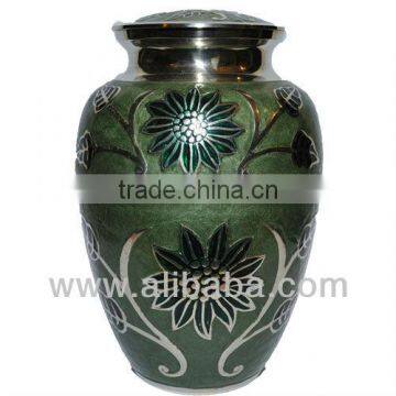 Enamel Embossed 10" Solid Brass Cremation Urn