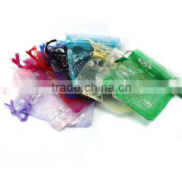 13*18cm In Stock Mixed Color Butterfly Organza Drawstring Pouches Jewelry Party Wedding Gift Bags