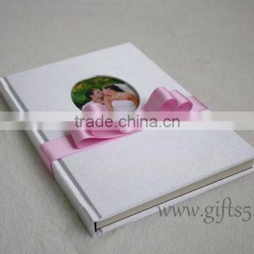 Wedding Guest Books with silk cover and ribbon