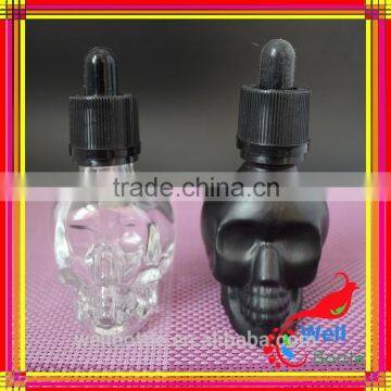 Custom Glass Bottle for Black Essential Oil Bottle With Skull Shape Glass Dropper Bottle for E-juice photo-2