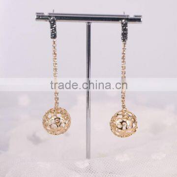 Hollow Ball Bead Long Earring Studs Simple Gold Earring Designs For Women