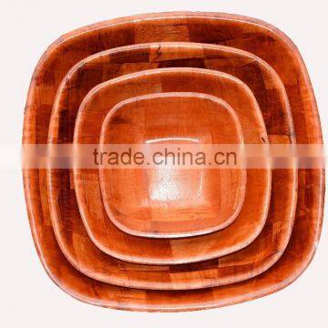 Cheap Square Shaped Party Need Basic Red Woven Salad Nut Wooden Bowl Set photo-2