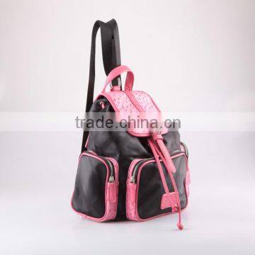 5302 - 2016 Newest Design Wholesale Ladies PU Drawstring Fancy Nylon Backpack Bag With Ostrich Skin photo-3