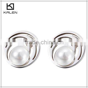 women fancy shell pearl double circles earring from China KALEN JEWELRY wholesale