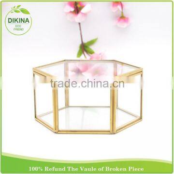 Octahedron glass terrarium wedding jewelry candy romance photo frame display case , decorative glass solder packaging box