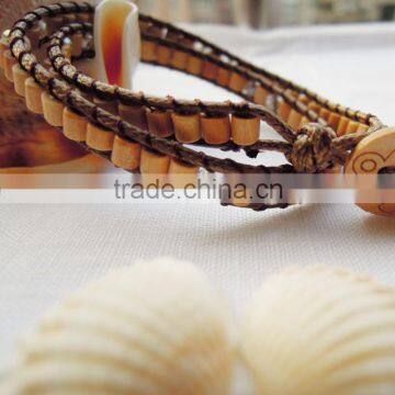 Elegant Velvet Double Wrap Leather Bracelet photo-4