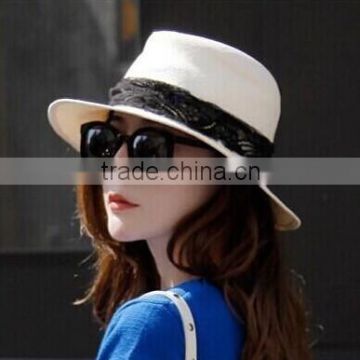 Ribbon & Rope Accessory Type and Fashion fedora hat,Plain Dyed Pattern wholesale hat panama