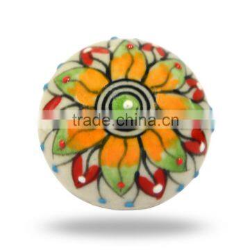 Ceramic Tomato with Orange Green Red Sun Flower print