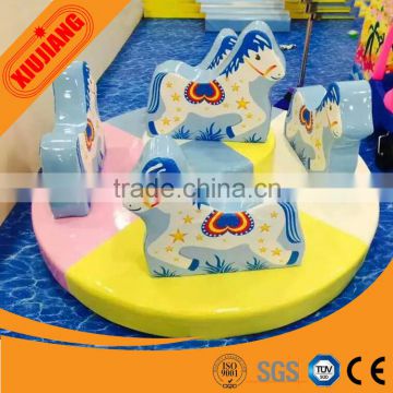 Children amusement merry go round rotating horse for 3 kids play