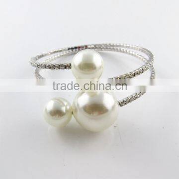 fashion two rows pearl diamond bracelet, rhinestone pearl jewelry