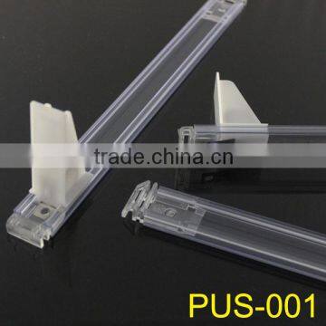 plastic shelf pusher system for market display