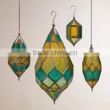 colorful glass arabic lanterns,Wholesale decorative arabic metal lanterns,Hanging lamp lanterns,green lanterns