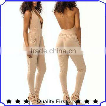 hot sell halter harem jumpsuit sexy design pants ladies fashion