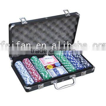 Professional 300PCS poker set wholesale price aluminum silver case