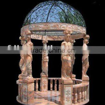 Stone Garden Pavilion Gazebo with Lady Statues