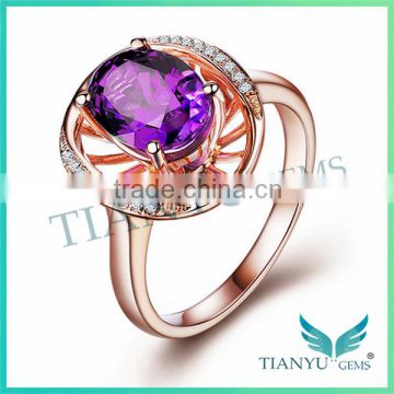 New Style Purple Diamond Ring Rose Gold Wedding Ring for Women