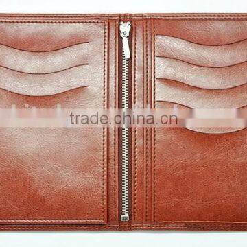 leather money wallet with zipper pouch