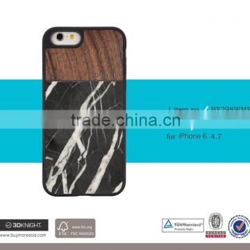 2016 Customized fashion waterproof real nature marble phone case, tpu marble wood case for iphone 6s