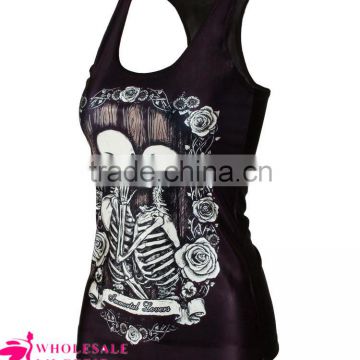 Wholesale Immortal Lovers Printed Black Women tank top manufacturer BX042