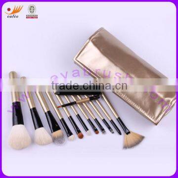 12-piece Makeup Brush Set with Golden PU Bag