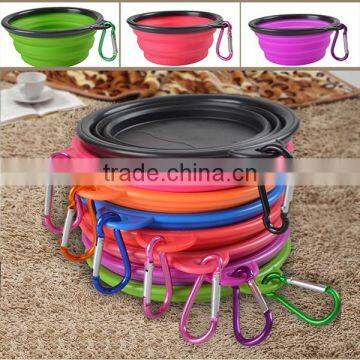 Hot sell portable FDA silicone pet folding bowl, foldable dog bowl