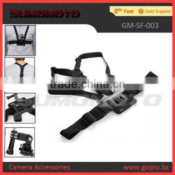 Go pro chest mount Harness Adjustable Elastic Body Chest Straps Belt 3way adjustment pivot arm