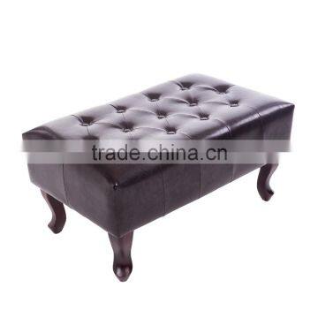 PU Leather Button Tufted Ottoman Footstool