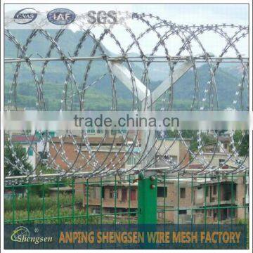 PVC coated Razor Barbed Wire/Concertina Razor barbed Wire (ISO9001)