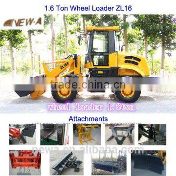 2016 hot ZL16 1.6ton 63hp CE mini wheel loader