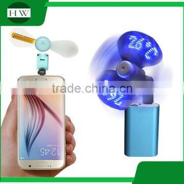 2 in 1 Adjustable Led Light Temperature Foldable Portable Otg Mini Usb Micro Pocket Fan for Tablet Mobile Phone Power photo-2