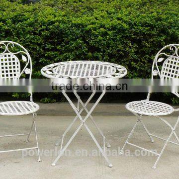 Heritage Tea Two Seater Metal Garden Patio Set Antique White Elegant Style