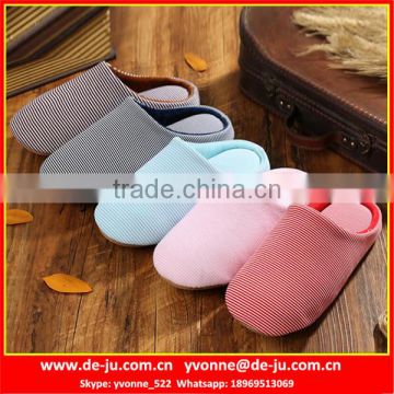 Pinstripe Soft Sole Crust Cotton Slippers