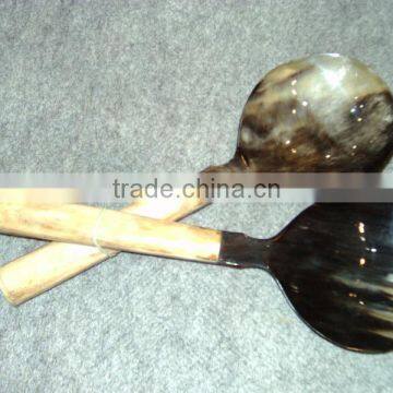 Kitchen Utensils,Large Spoons,Buffalo Horn Serving Spoon and Fork,Hand Crafted Buffalo Horn Spoons,Salad Serving Spoon