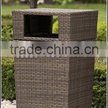 rattan garden trash can