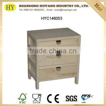 FSC high quality unfinished wood desk top organizer with 3 drawers