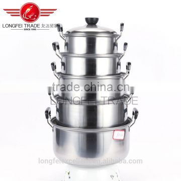 insulation handle cheap good quality houseware useful stainless steel cooking pot set/camping pot set