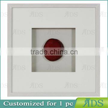 Solid Wood Shadow Box Frames With A Light Gray Wash and Encasing Slabs Of Colorful Agate Stone Under Glass photo-4