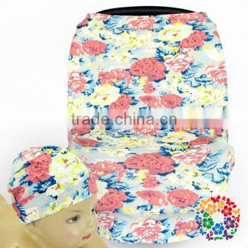 Stretch Flower Baby Car Seat Cover Pink Car Seat Covers Baby Hat Set Toddler Car Seat Cover photo-3