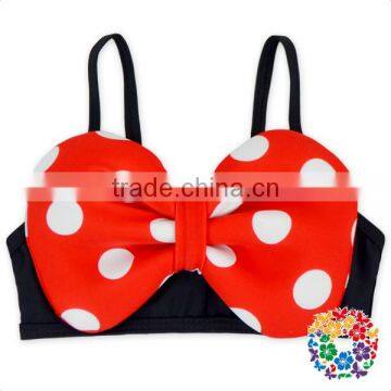 Girls 3Pcs Swimsuit Cute Bow-Knot Top And Polka Dots Hat Bikini Swimwear photo-4