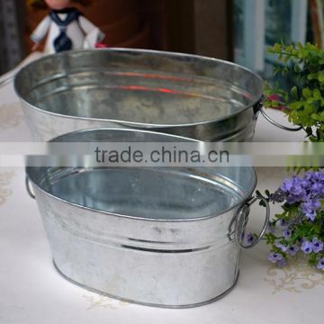 Large Retro Oval Metal Beverage Party Tub / Ice Bucket / Wine Cooler