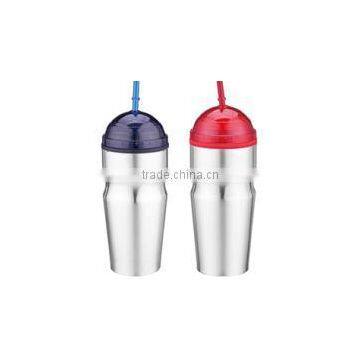 600ml/700ml Stainless Steel Inner Plastic Outer Steel Double Layer Cup With Straw photo-4