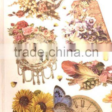 Floral Design Embossed Sticker, Antique Elegance Design Sticker for Decoration, Classic Decorative Shinny Glitter Sticker photo-5
